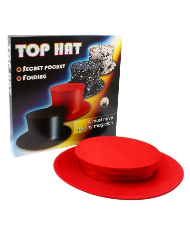 Folding Top Hat with Secret Pocket - Red